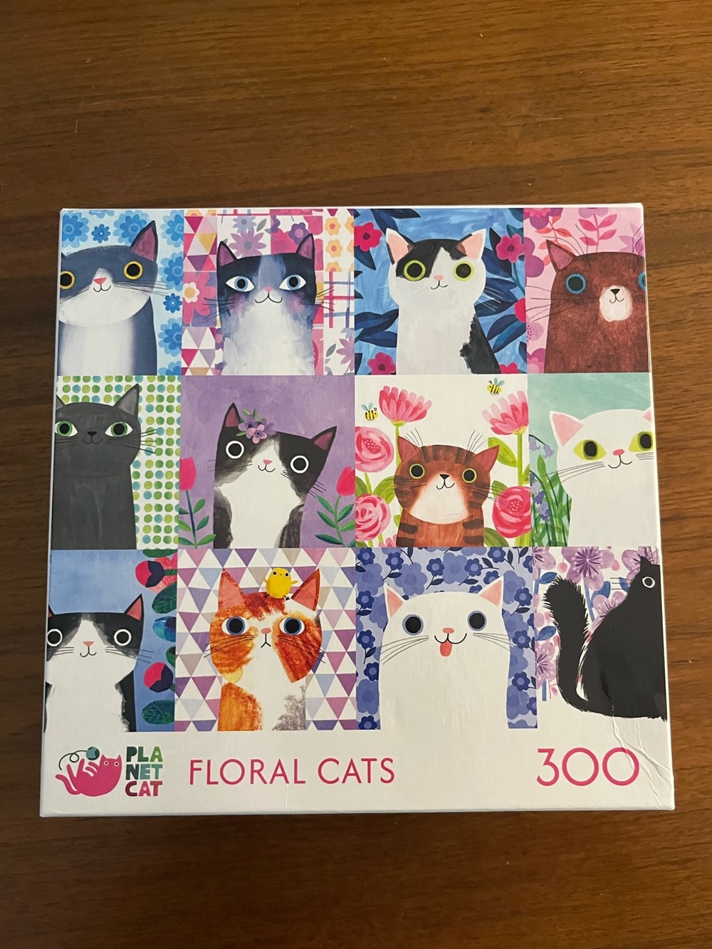 Floral Cats 300-Piece Jigsaw Puzzle - Colorful Cat Artwork